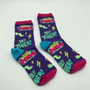 Purple  Retro Pattern Crew Socks Hey Tiger Awesome Socks 2021 Genie Espinosa